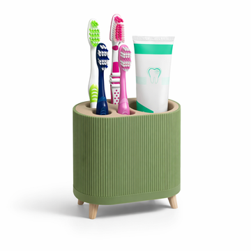 Modern Bathroom Toothbrush Organizer with Multi-Slot Storage